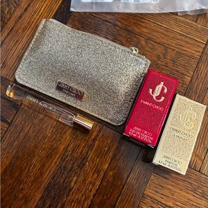 Jimmy Choo Gold Glitter Pouch with Perfume Duo
